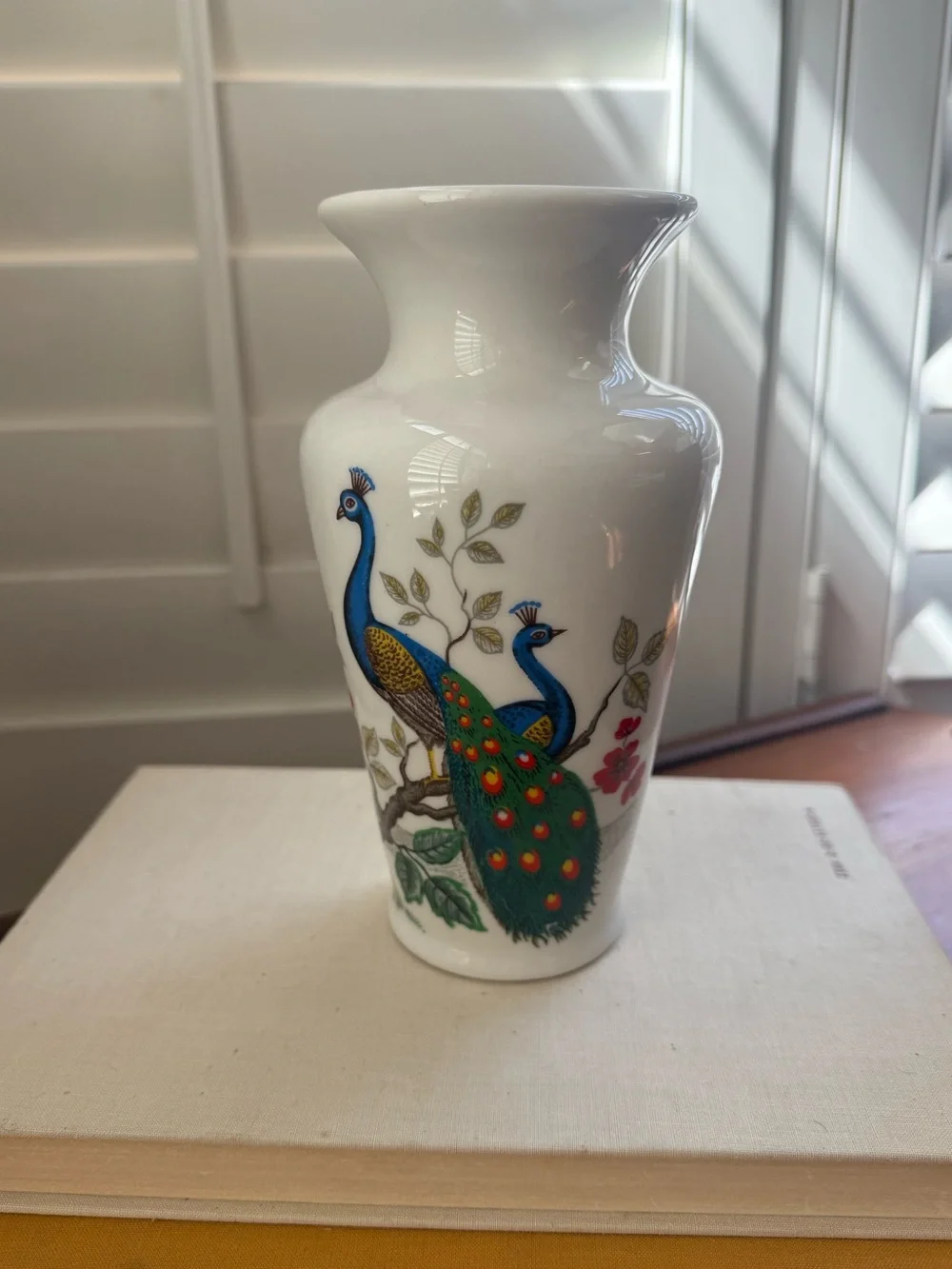 Vintage White Porcelain Peacock Accent Vase - White